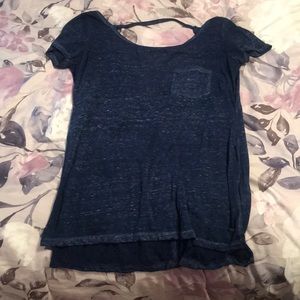 Dark blue t shirt with open back